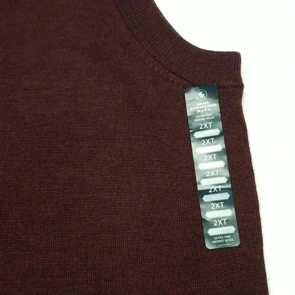{Hart Schaffner Marx} Extra Fine Merino Wool Vest in Burgundy - Picture 7 of 11